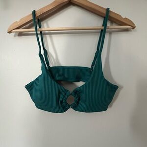 Teal Ribbed Bikini Top